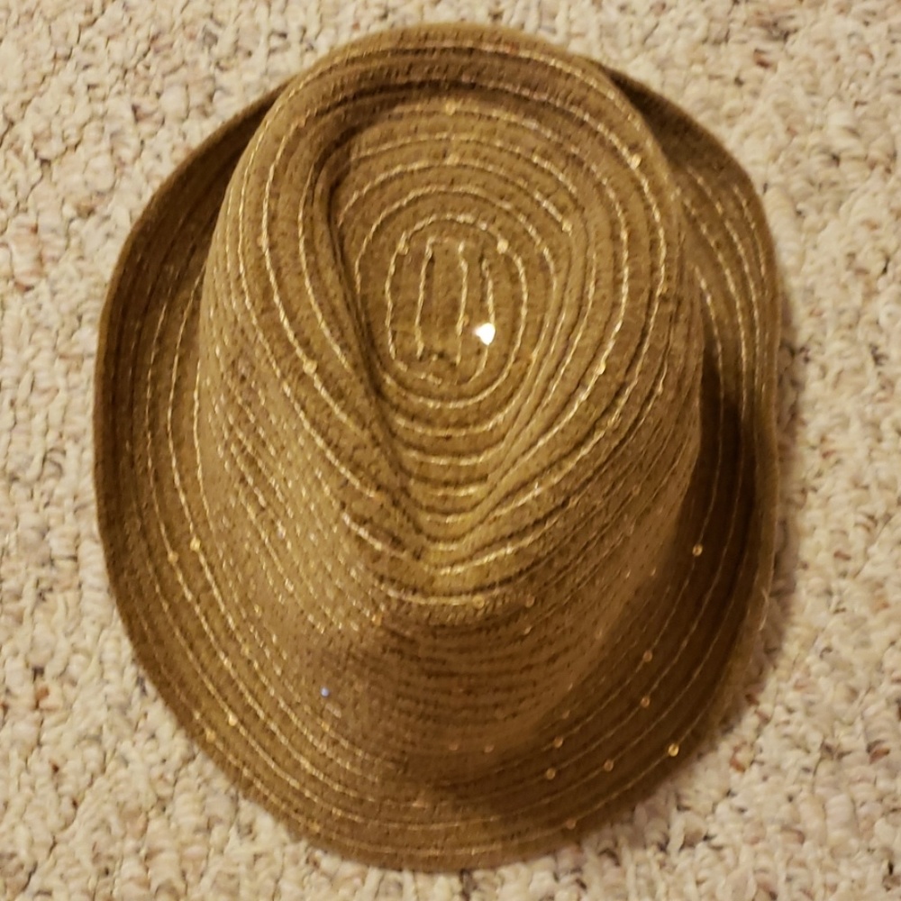 Fedora Tan with Gold Sparkles and stitching